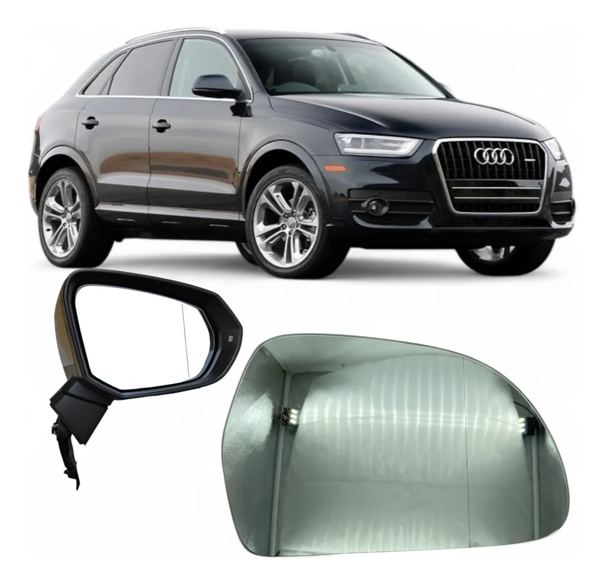 Lente Retrovisor com Base Espelho Audi Q3 2013/2019 c/Des LD