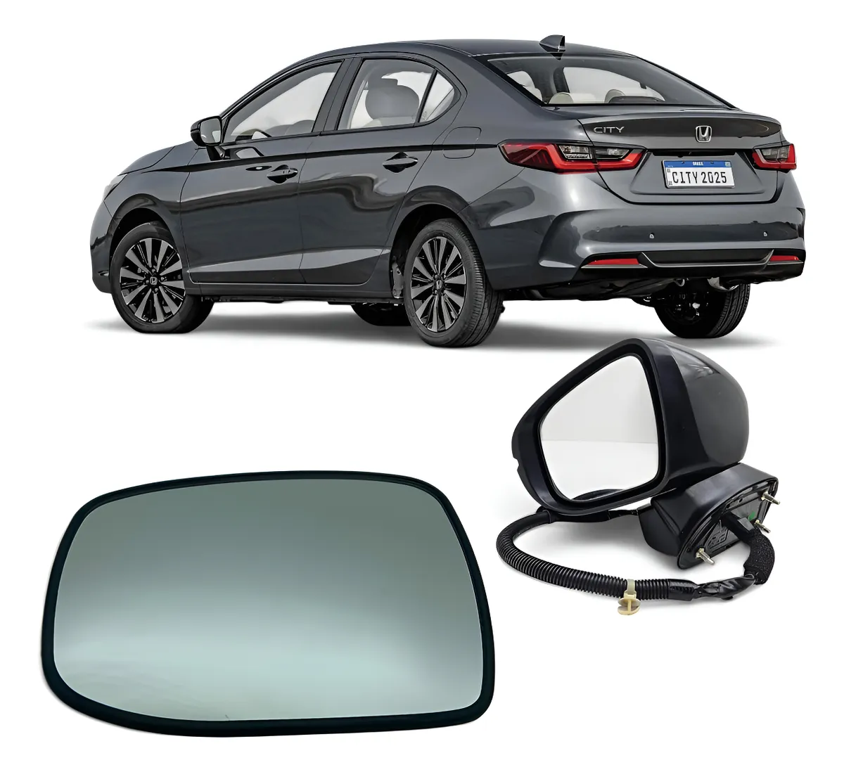 Espelho Lente e Base Sub Retrovisor Honda City 2023 A 2025 LE