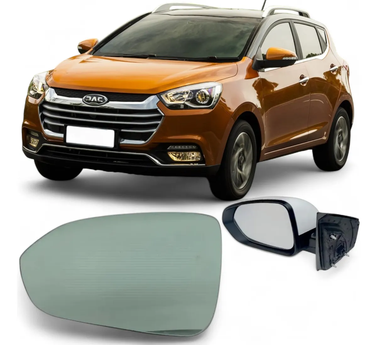 Lente com Base (subconjunto) Retrovisor JAC T40 17/22 C/Des LE