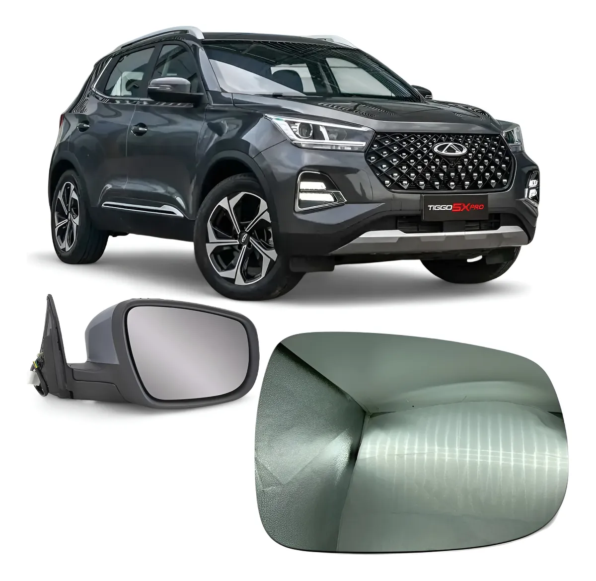 Lente com Base Espelho Retrovisor Sub Chery Tiggo 5X/7 Sport/8X 19 LD