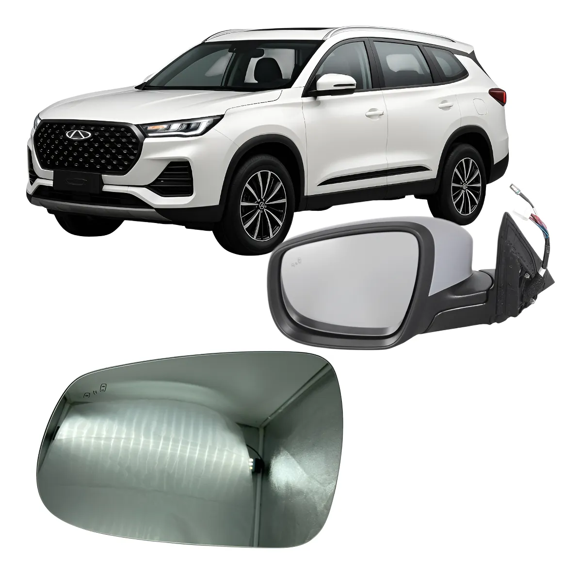 Lente Com Base Retrovisor Sub Chery Tiggo 5X/8X/19 Com Sensor LE